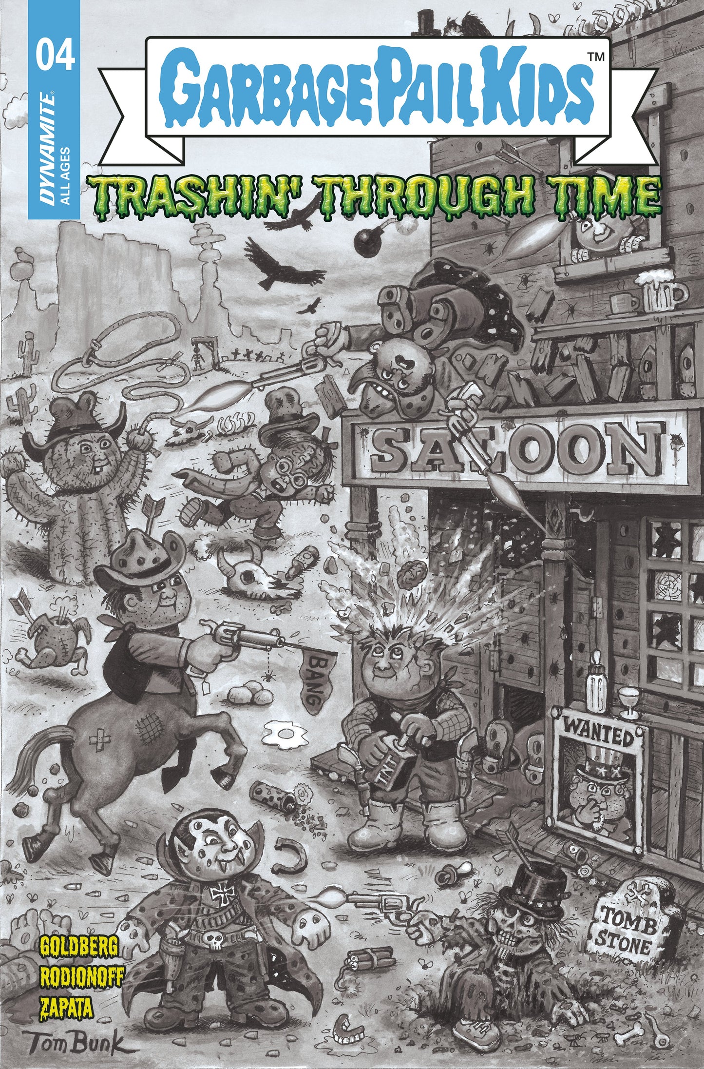 Garbage Pail Kids Through Time #4 F 1:10 Tom Bunk B&W Variant (03/13/2024) Dynamite