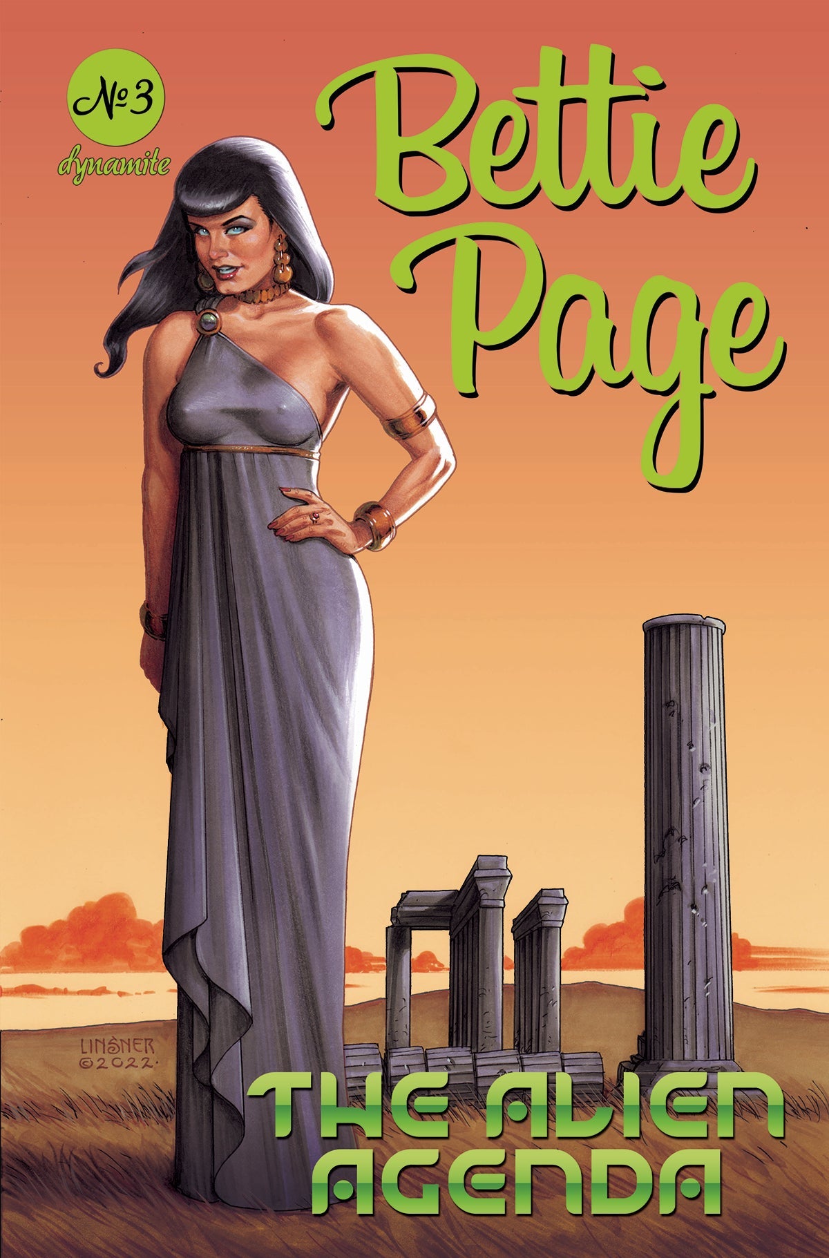 Bettie Page Alien Agenda #3 A Joseph Michael Linsner GGA (05/11/2022) Dynamite