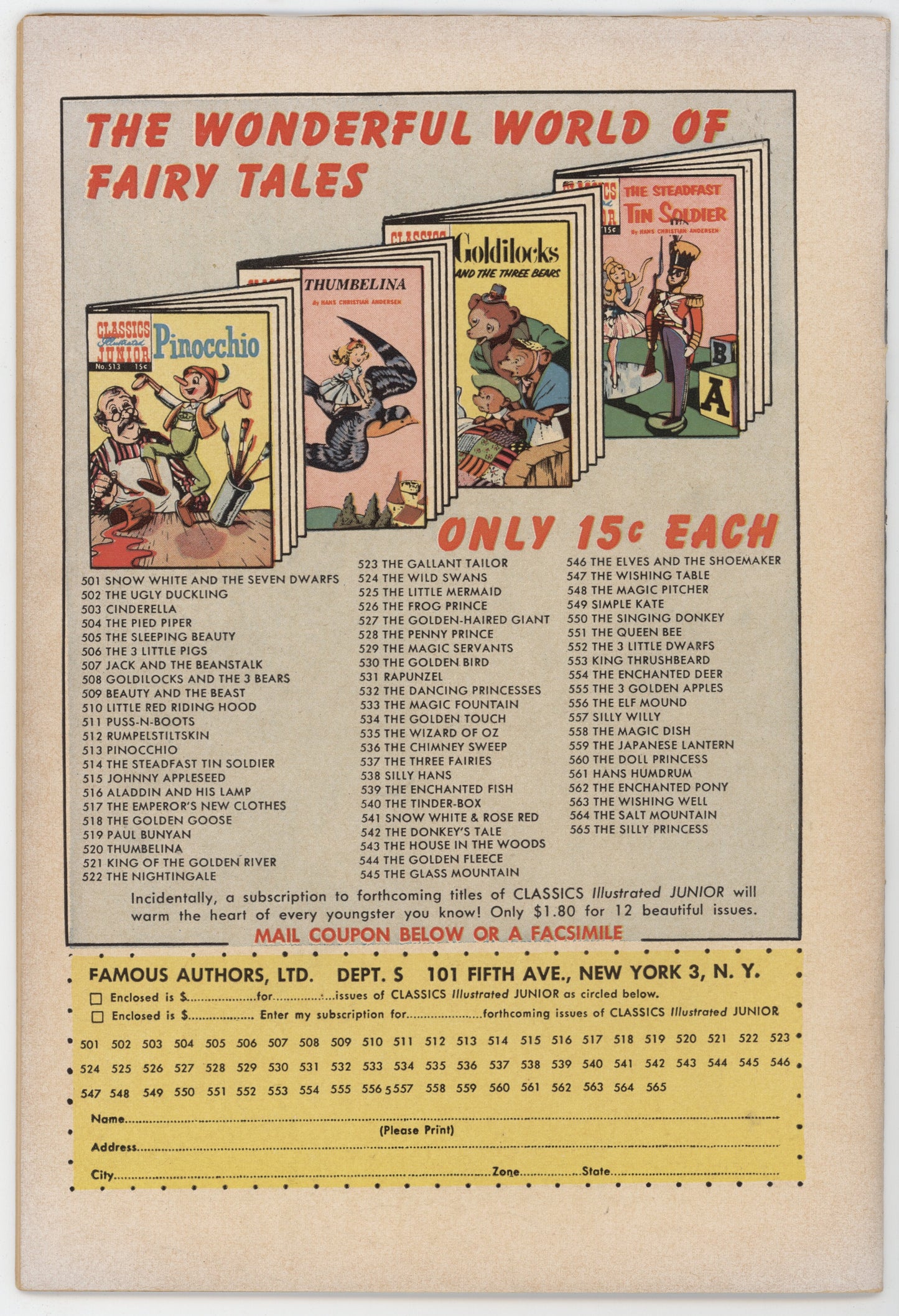 Classics Illustrated Junior 522 Gilberton 1956 FN Nightingale HRN 565