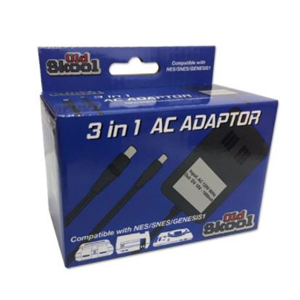Old Skool 3 in 1 High Powered NES SNES Genesis AC Adapter (MultiSystem)