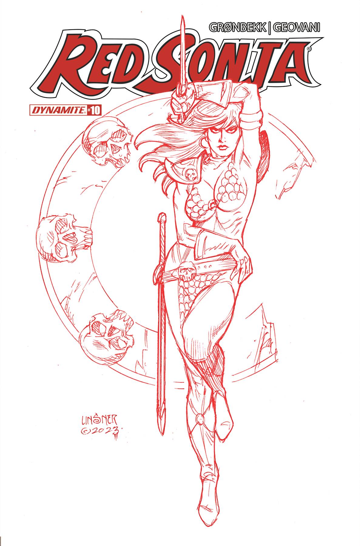 Red Sonja 2023 #10 Q 1:10 Foc Joseph Michael Linsner Fiery Red Variant (04/24/2024) Dynamite