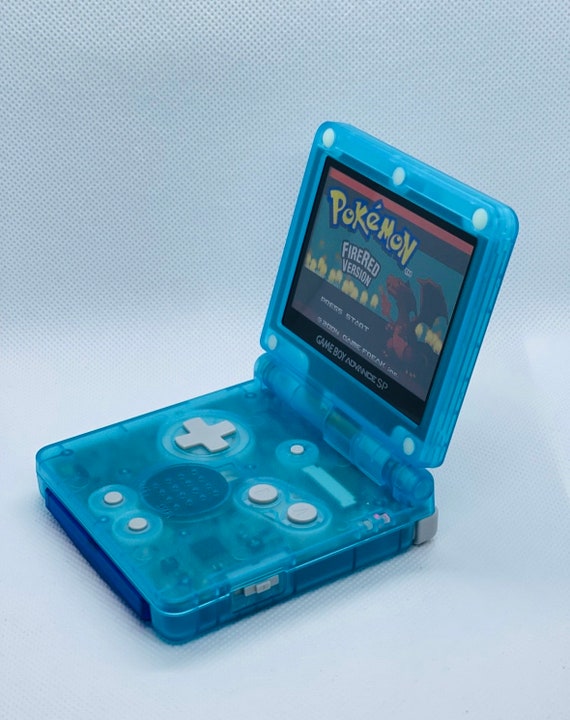 Custom Modded Gameboy Advance SP AGS-101 System - IPS Screen Translucent Blue (Gameboy Advance)