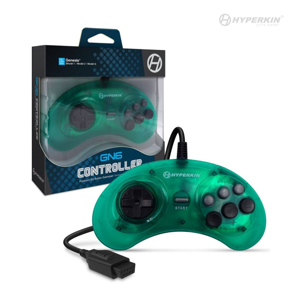 Green Hyperkin GN6 Wired Sega Genesis Controller (Sega Genesis)