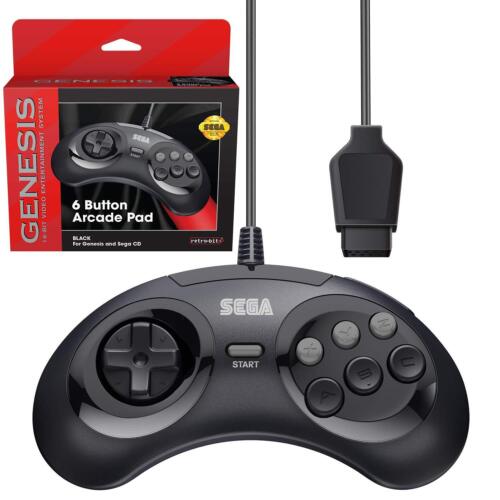 Retro-bit 6 Button Arcade Pad Black (Sega Genesis)