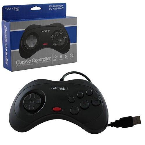 J2Games.com | Saturn Style Controller Wired USB Black (Retrolink) (Brand New).