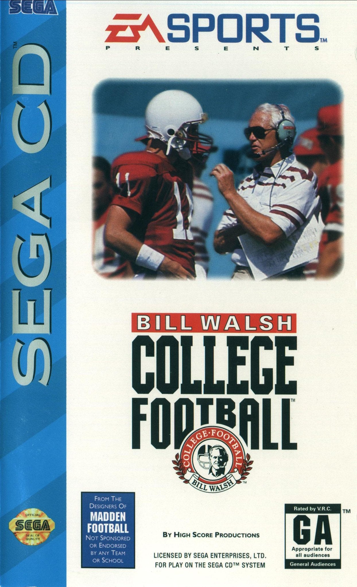 J2Games.com | Bill Walsh College Football (Sega CD) (Pre-Played - CIB - Good).