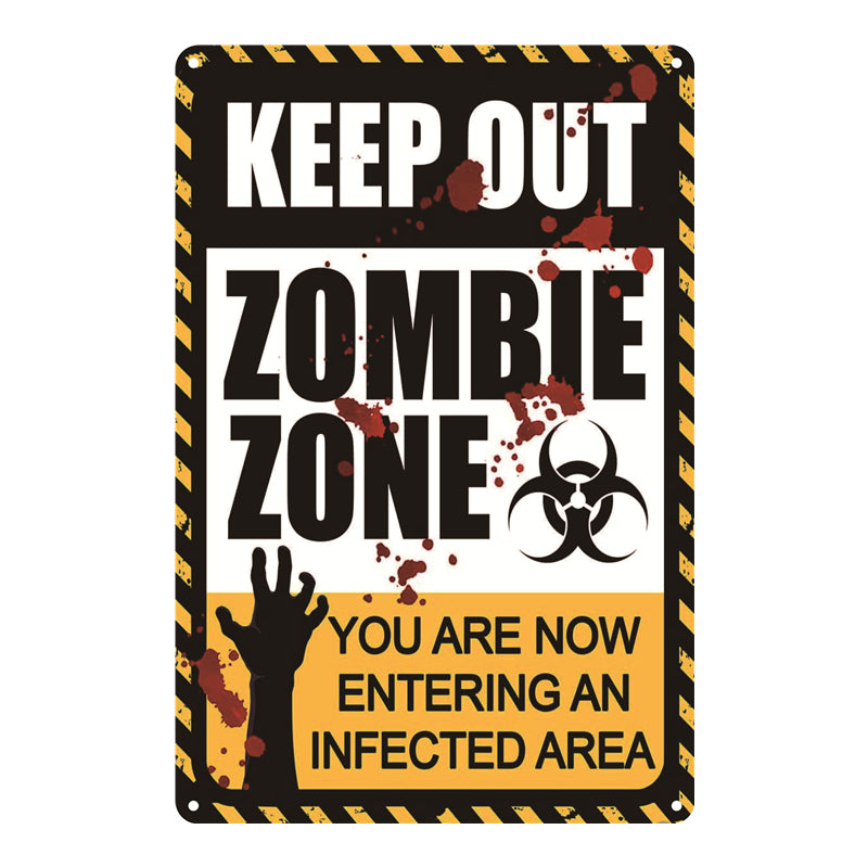"Keep Out Zombie Zone" Metal Poster Tin Sign (Toys)