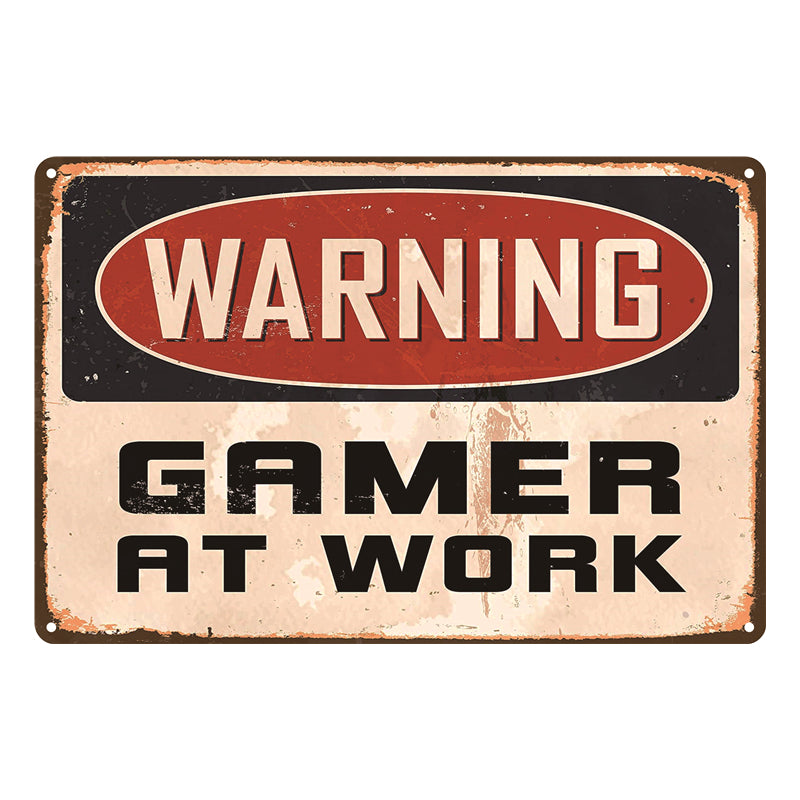 "Warning Gamer At Work" Metal Poster Tin Sign (Toys)
