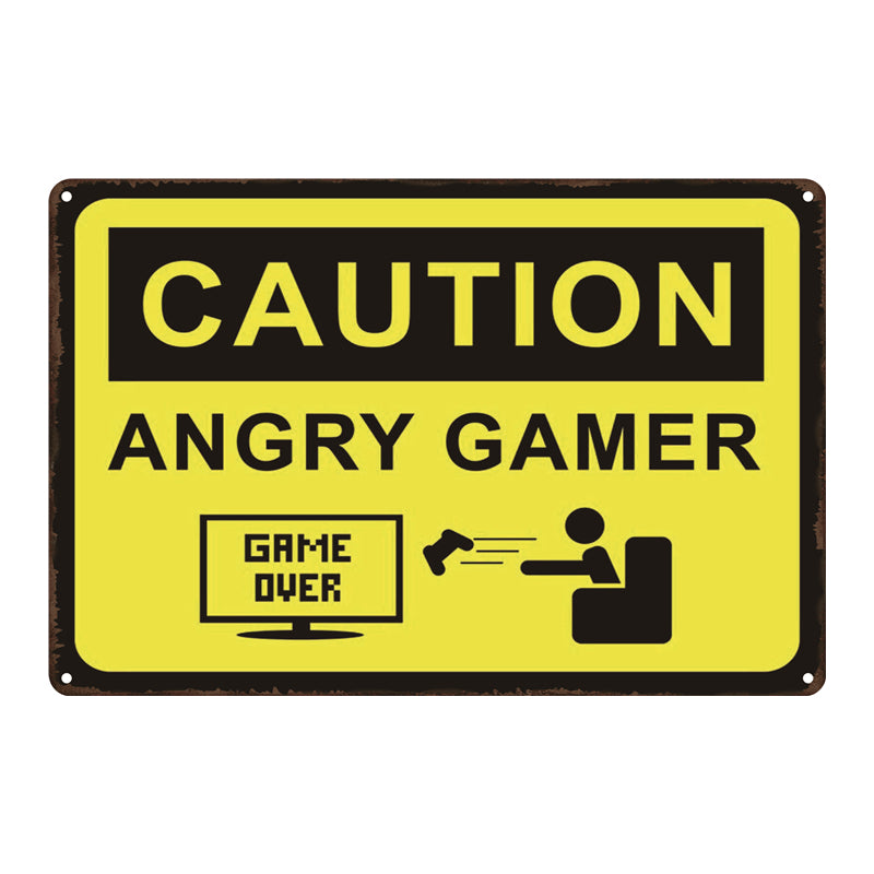 "Caution Angry Gamer" Video Game Metal Poster Tin Sign (Toys)
