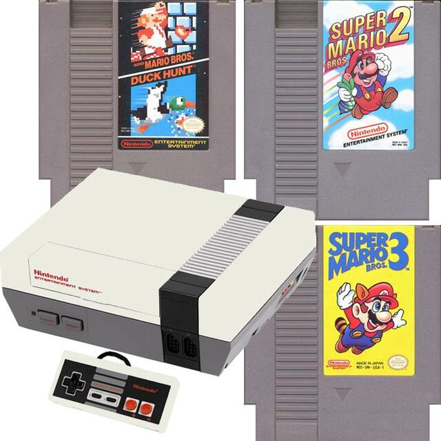Nintendo NES Console with Super Mario 1, 2, Game Bundle