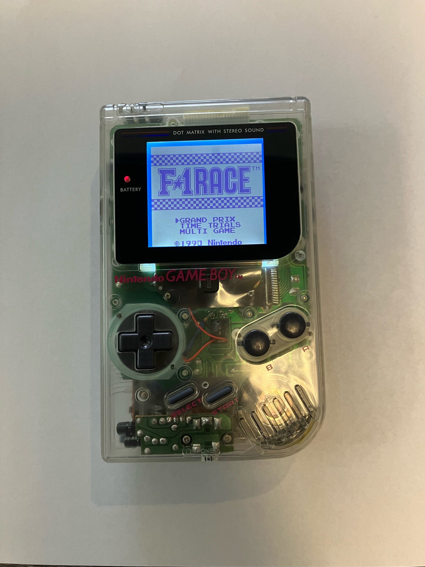 Modded Clear Shell Original Game Boy Console (Gameboy)