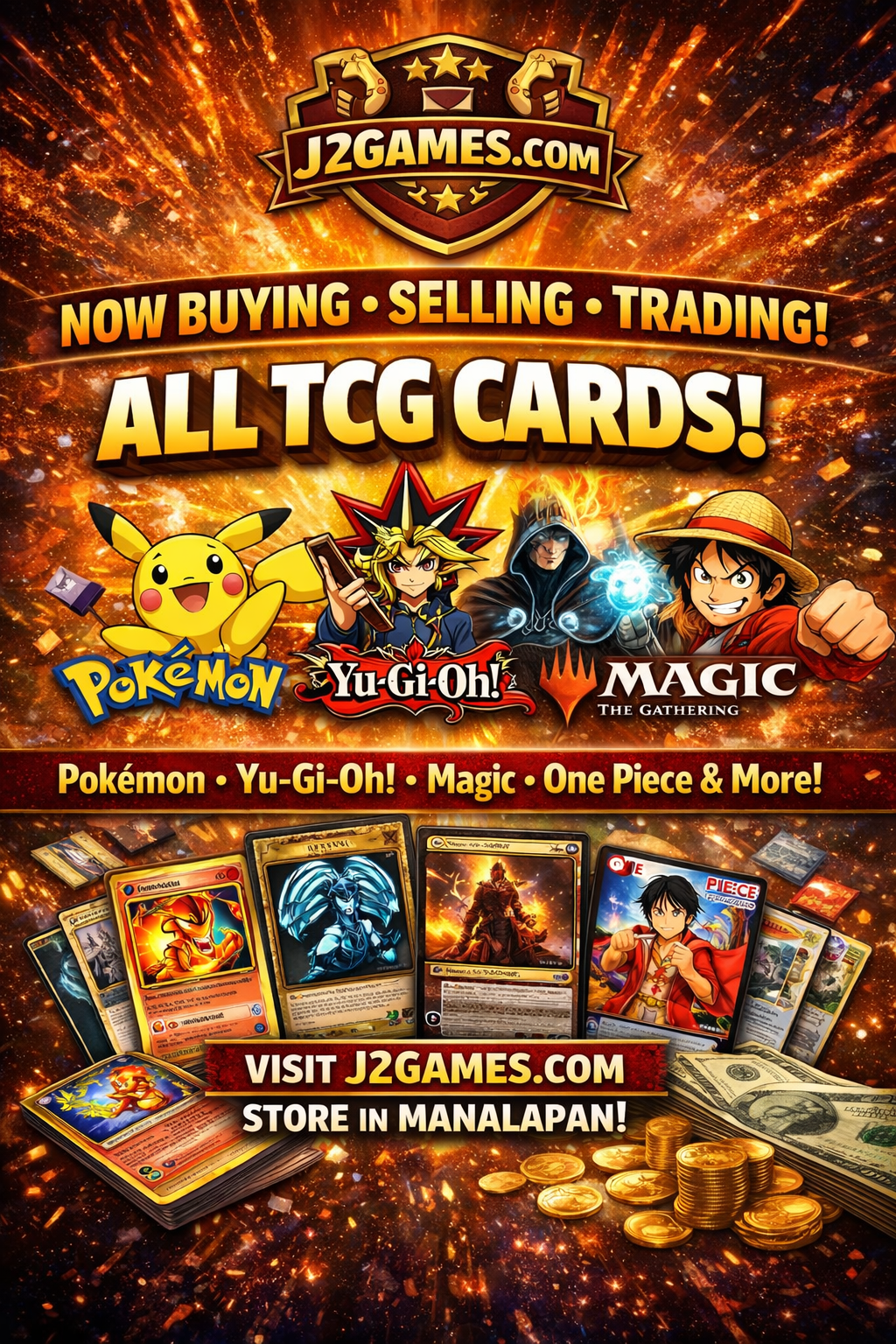 WE BUY • SELL • TRADE ALL TCGs! (Pokémon 🐉 | Yu-Gi-Oh! ⚡ | MTG 🧙♂️ | One Piece 🏴☠️ & more)