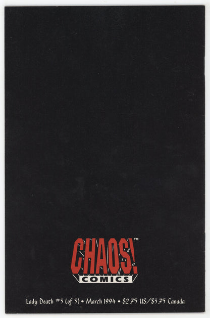 Lady Death 3 Chaos 1994 NM- 9.2 Steven Hughes Brian Pulido GGA Death Queen