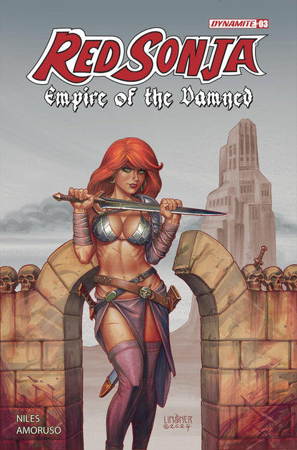 Red Sonja Empire Damned #3 G 1:10 Joseph Michael Linsner Foil Variant (06/19/2024) Dynamite