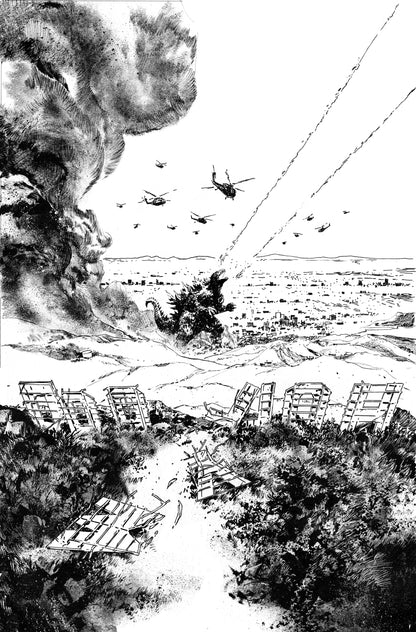 Godzilla Vs America Los Angeles C 1:25 Gabriel Hardman Virgin B&W (04/30/2025) Idw