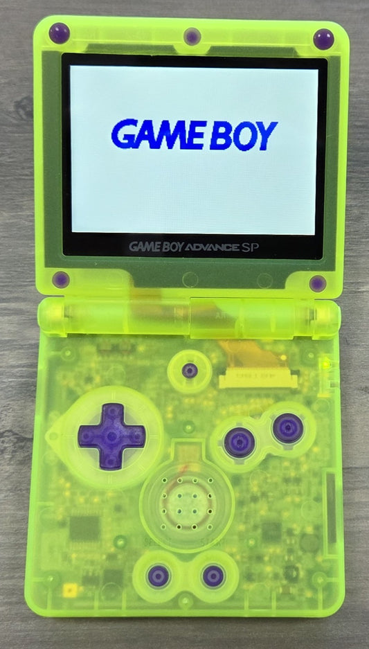 Custom Modded Gameboy Advance SP IPS Screen Neon Yellow (Gameboy Advance)