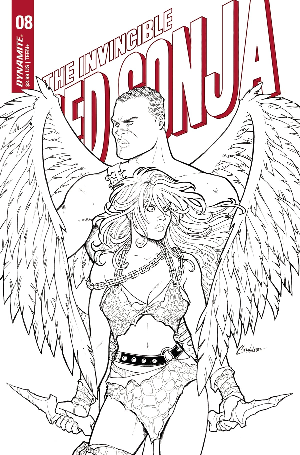 Invincible Red Sonja #8 G 1:15 Amanda Conner B&W Variant (03/16/2022) Dynamite