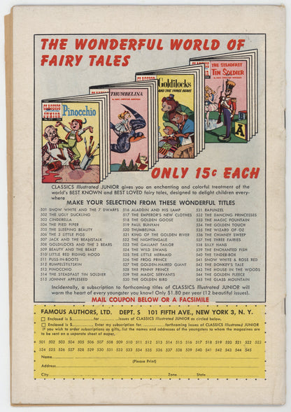 Classics Illustrated Junior 548 Gilberton 1958 FR Magic Pitcher HRN 545