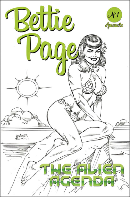 Bettie Page Alien Agenda #1 K 1:40 Joseph Michael Linsner B&W Variant (03/09/2022) Dynamite