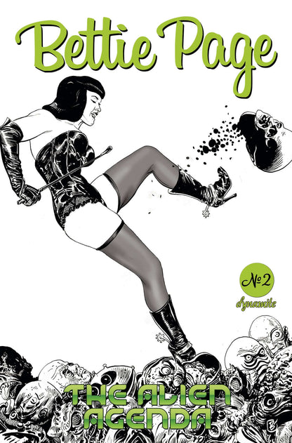 Bettie Page Alien Agenda #2 F 1:10 Jimmy Broxton B&W Variant (04/13/2022) Dynamite