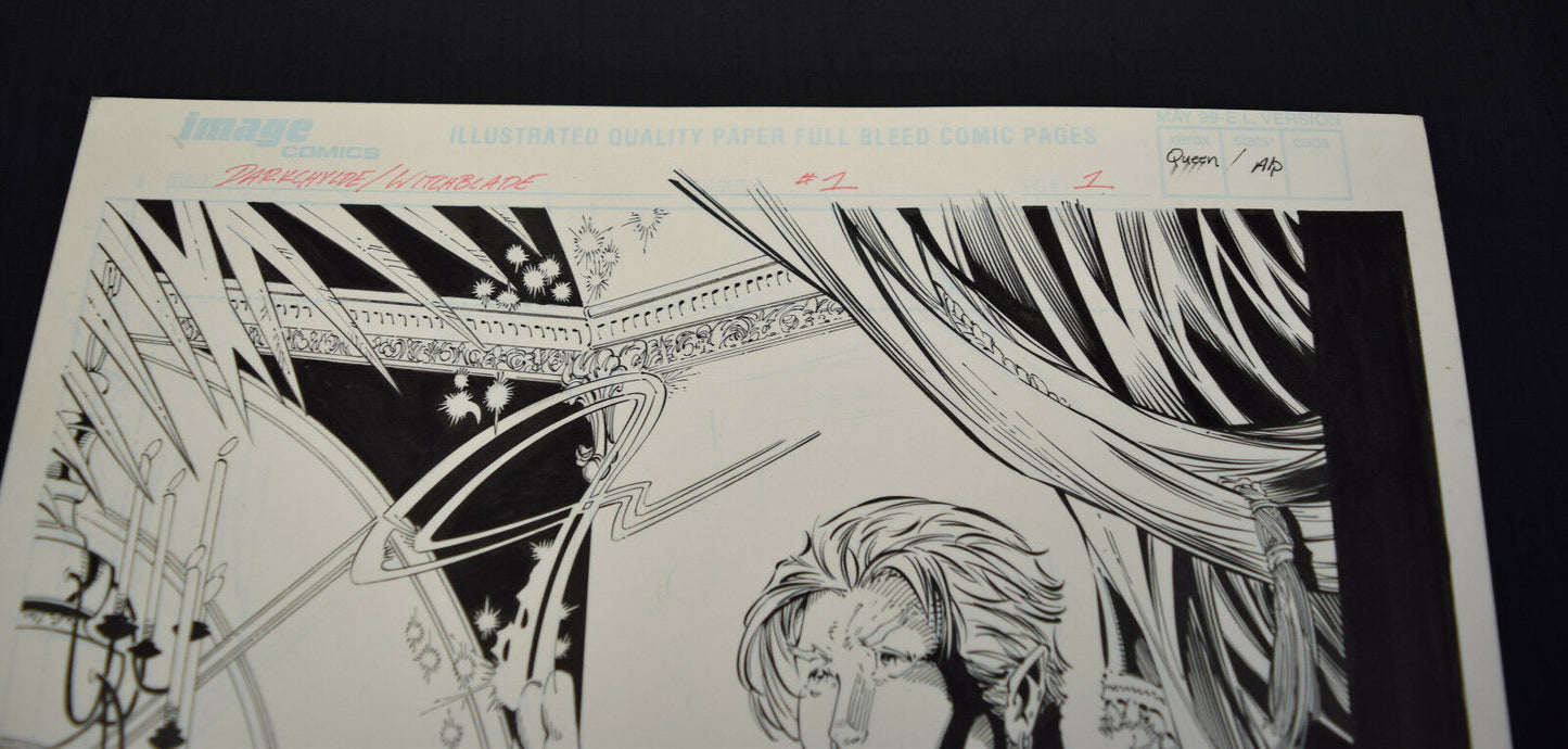 Witchblade Darkchylde 1 Image Randy Queen Splash Page Original Art Sketch