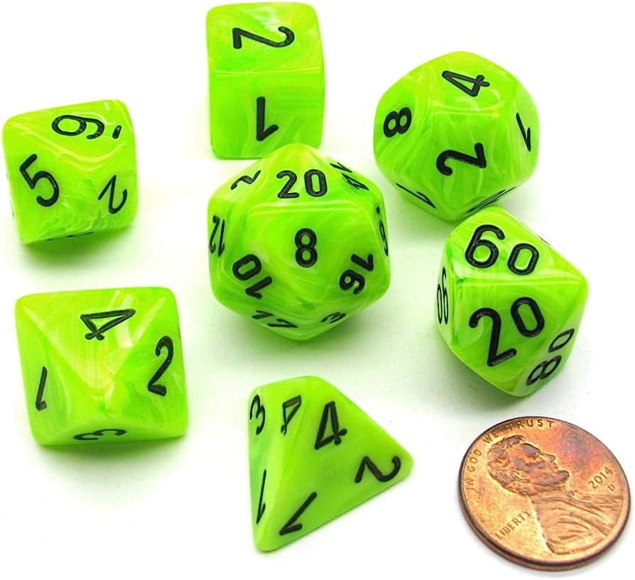 7-Die Set Mini Vortex: Bright Green/Black (Toys)