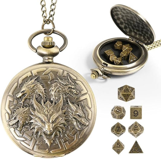 Brass Pocketwatch D&D Dice Set (Toys)