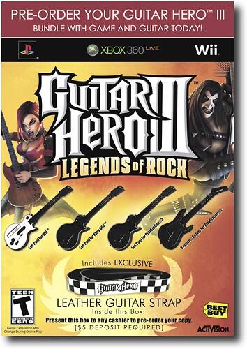Guitar Hero III Legends of Rock + Guitar Bundle with Limited Edition Preorder Leather Strap (Xbox 360)