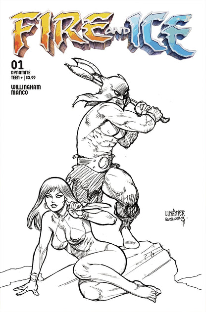 Fire And Ice #1 H 1:15 Joseph Michael Linsner Line Art Variant (08/02/2023) Dynamite