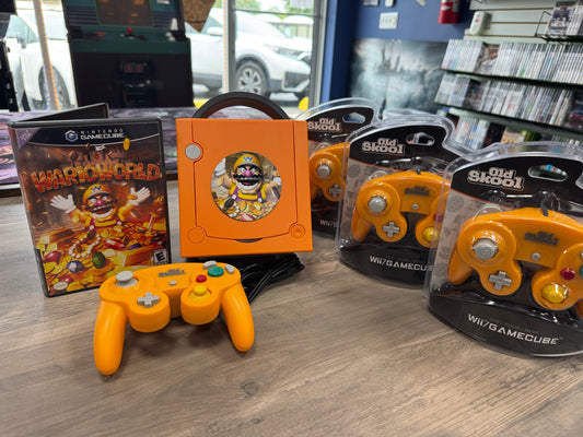 Custom Modded Spice Orange Wario World Gamecube Bundle (Gamecube)