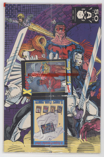 X-Force 1 Marvel 1991 NM Polybag Sunspot Gideon Card Negative UPC Logo
