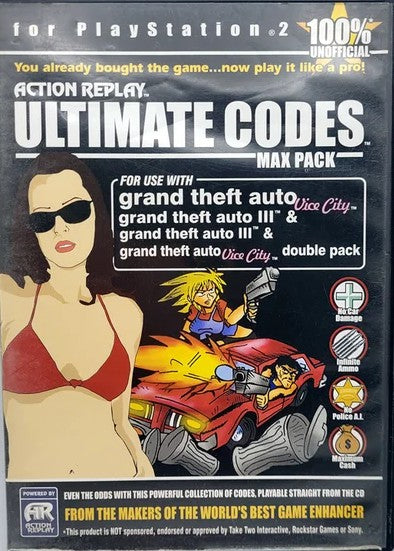 Action Replay Ultimate Codes Max Pack For Grand Theft Auto III & Vice City (PlayStation 2)