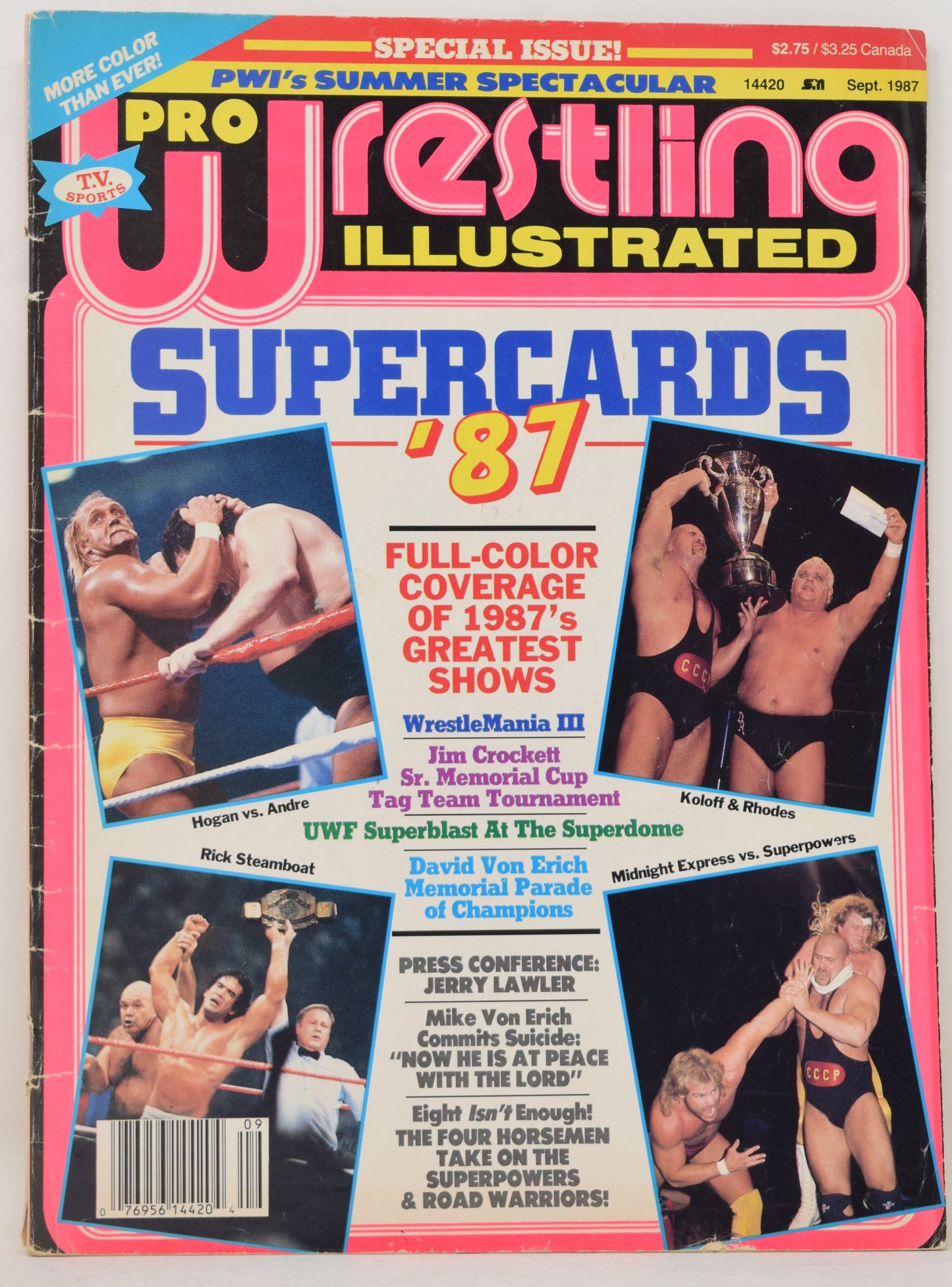 Pro Wrestling Illustrated Magazine September 1987 VG Hulk Hogan Andre The Giant WWF WCW