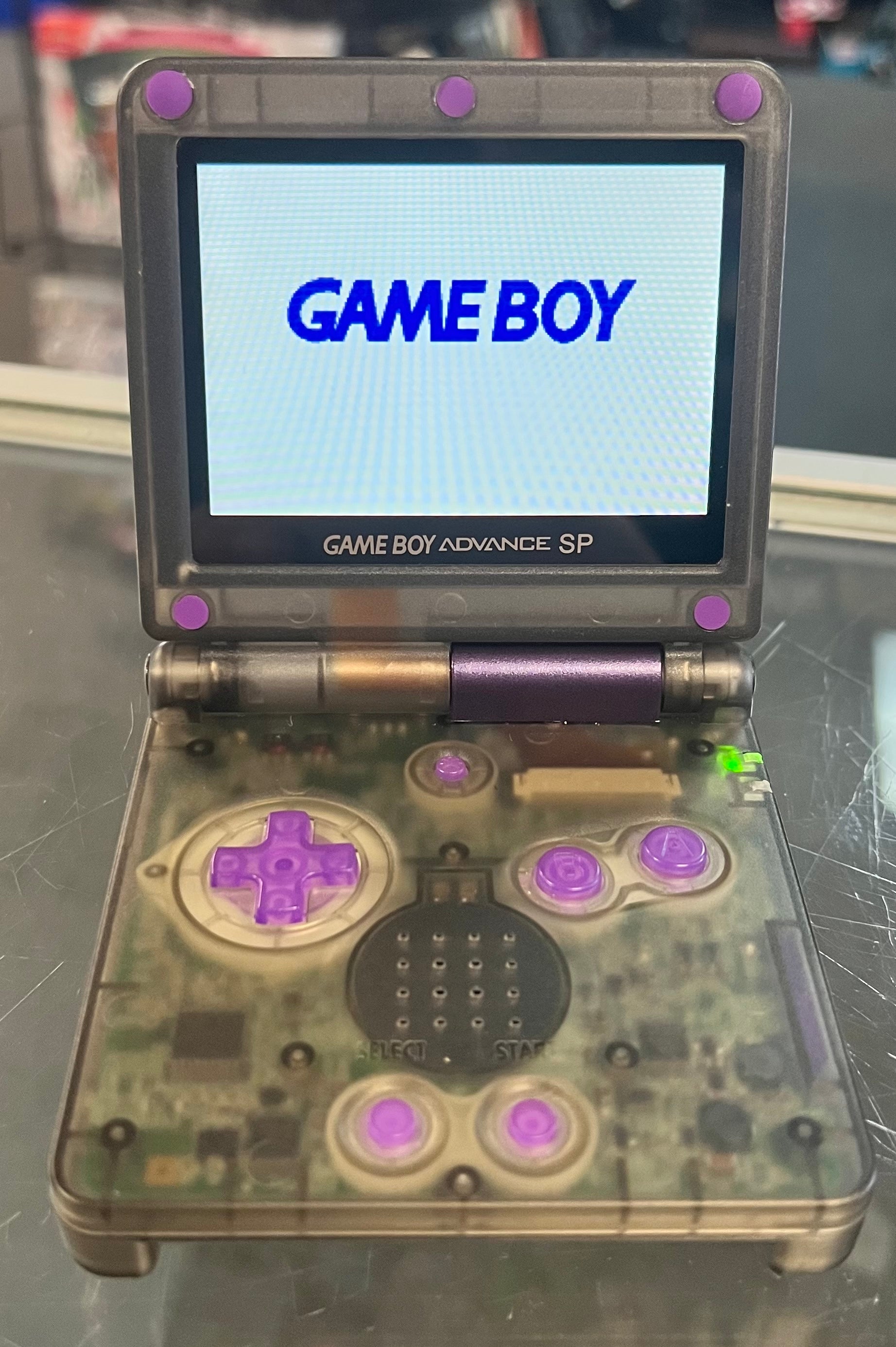 Custom Modded Gameboy Advance SP Translucent Gray and Purple with IPS ...