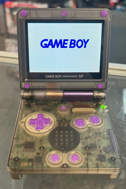 Custom Modded Gameboy Advance SP Translucent Gray and Purple with IPS 5 Screen (Gameboy Advance)