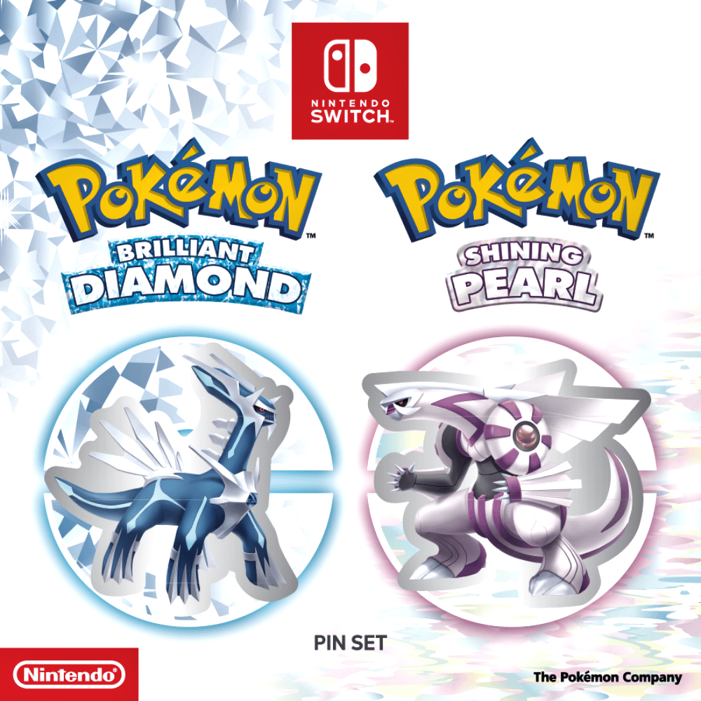 Double Pack Pokémon Brilliant Diamond and Shining Pearl with Pokemon Pin Bundle (Nintendo Switch)