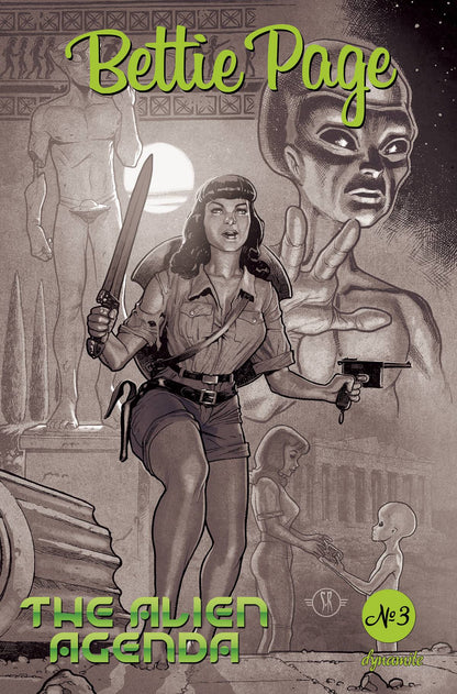 Bettie Page Alien Agenda #3 G 1:20 Roux B&W Variant GGA (05/11/2022) Dynamite