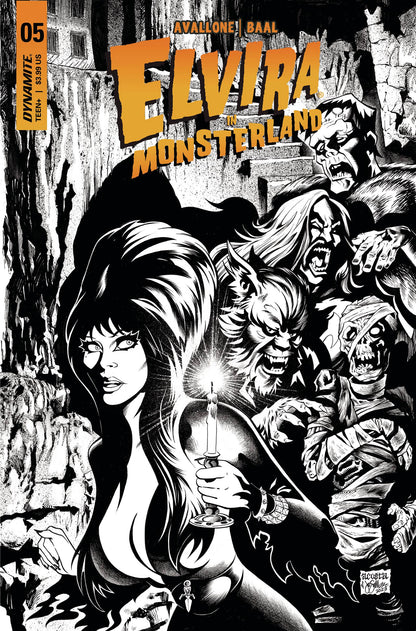 Elvira In Monsterland #5 K 1:7 Foc Dave Acosta B&W Variant (09/27/2023) Dynamite
