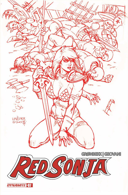 Red Sonja 2023 #7 Q 1:10 FOC Joseph Michael Linsner Fiery Red Variant (01/24/2024) Dynamite