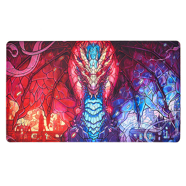 Playmat: Stained Glass- Fire & Ice Dragon 24" x 14" (TCG)