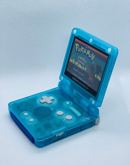 Custom Modded Gameboy Advance SP AGS-101 System - IPS Screen Translucent Blue (Gameboy Advance)