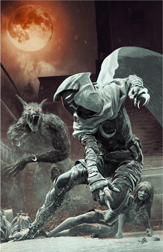 Moon Knight Black White Blood #1 (of 4) Bjorn Barends Werewolf By Night 32 Homage Virgin Variant (05/11/2022) Marvel