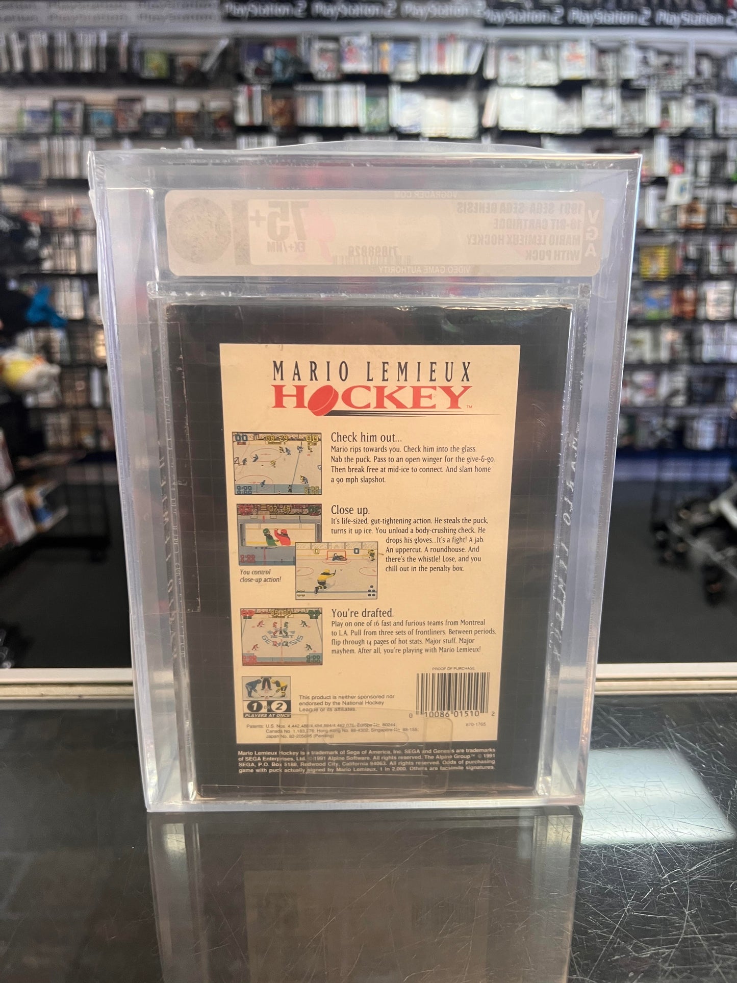 Mario Lemieux Hockey With Puck [Graded VGA 75+] (Sega Genesis)