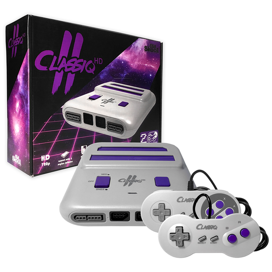 J2Games.com | Classiq 2 Grey/Purple NES/SNES Game Console HD (Old Skool) (Brand New).