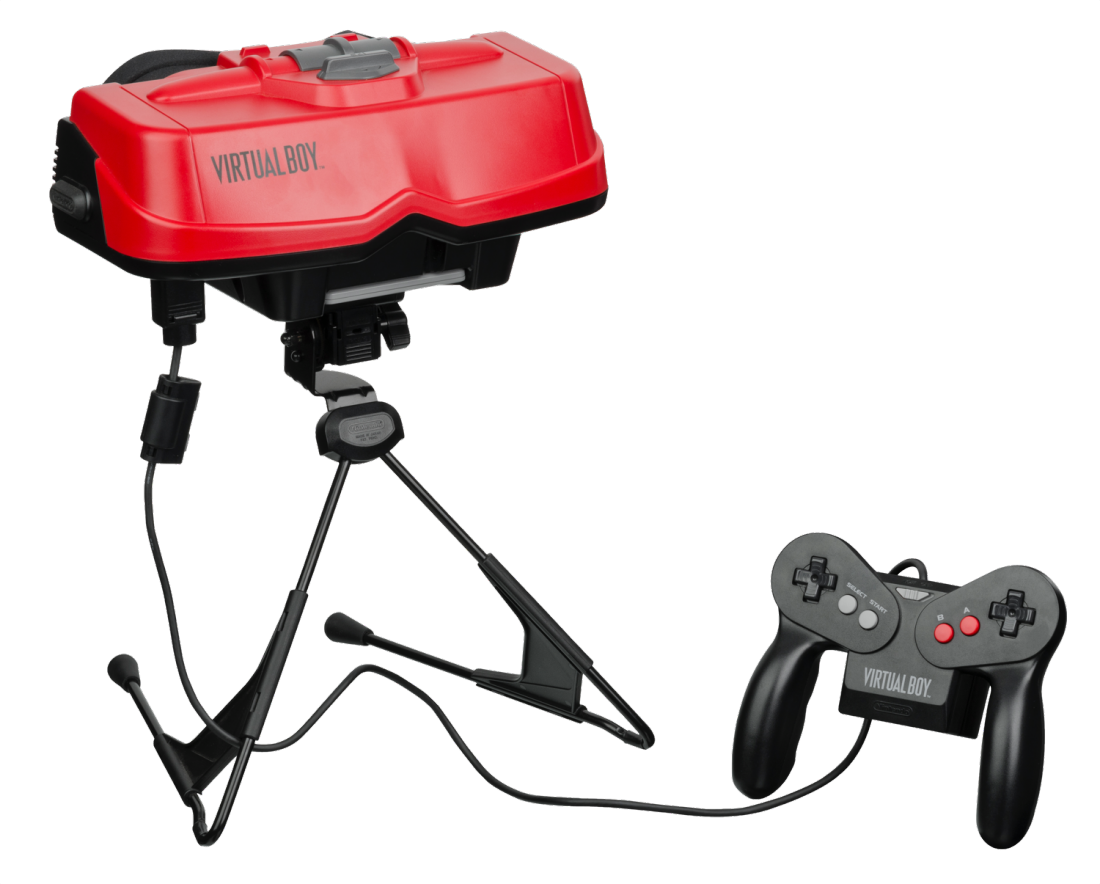 Consola Virtual Boy con adaptador de CA, batería y juego de tenis Mario (Virtual Boy)