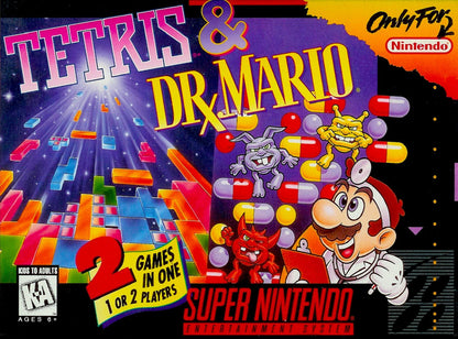 J2Games.com | Tetris and Dr. Mario (Super Nintendo) (Pre-Played - CIB - Good).