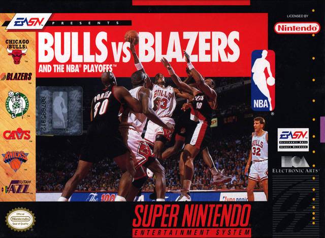 J2Games.com | Bulls Vs Blazers and the NBA Playoffs (Super Nintendo) (Pre-Played - CIB - Good).