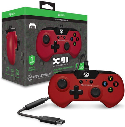 J2Games.com | X91 Wired Controller for Xbox One Windows 10 Red (Hyperkin) (Brand New).
