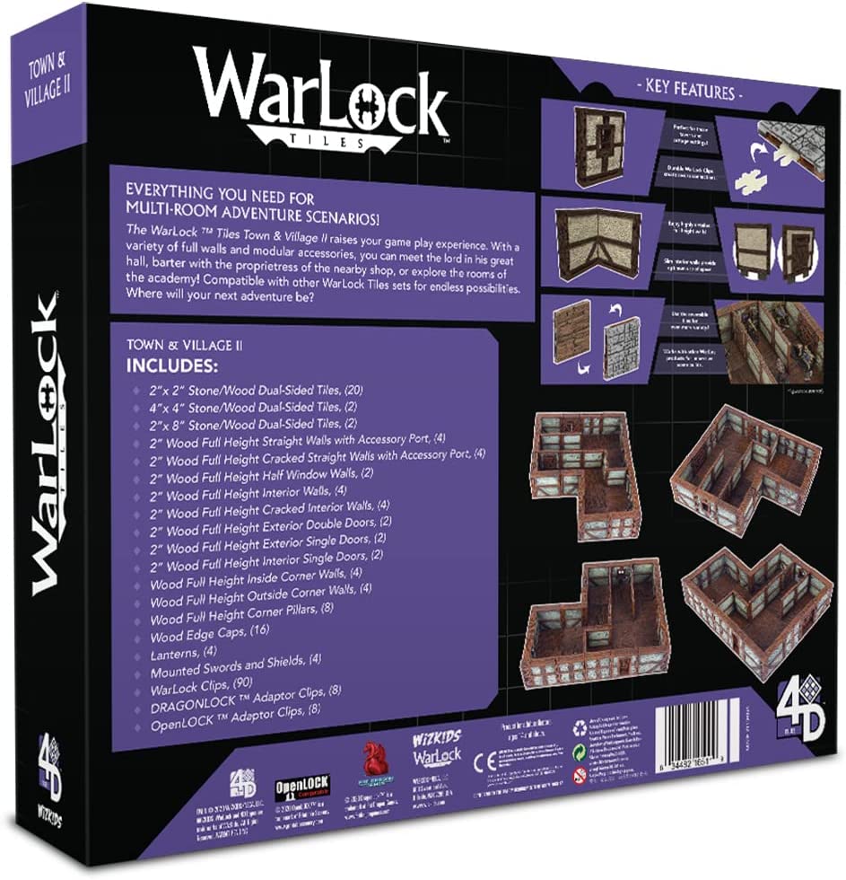 WarLock Tiles: Town &amp; Village II - Paredes de yeso de altura completa (juguetes)