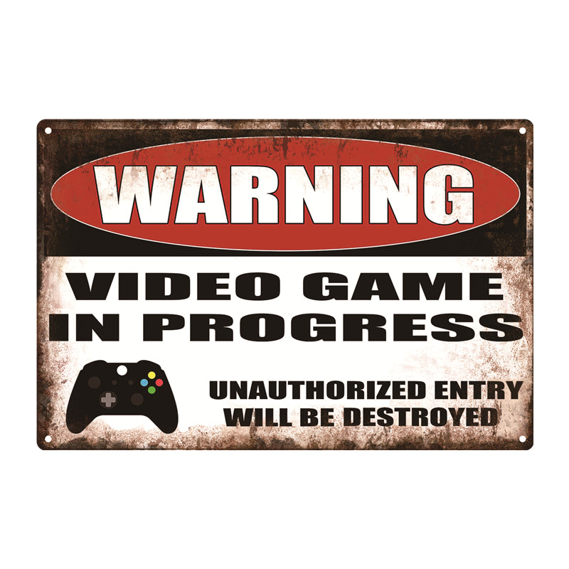"Warning Video Game in Progress" Metal Poster Tin Sign (Toys)